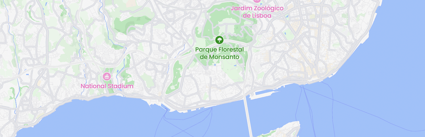 Karte von Lissabon mit dem Bezirk Ajuda