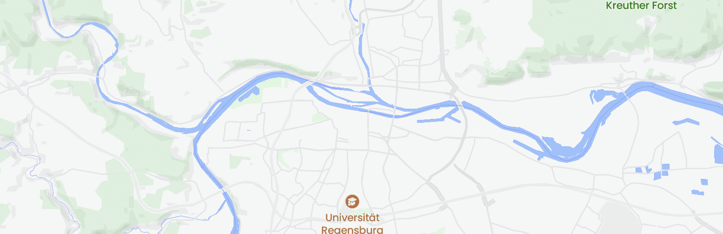Karte von Regensburg mit dem Bezirk Innenstadt