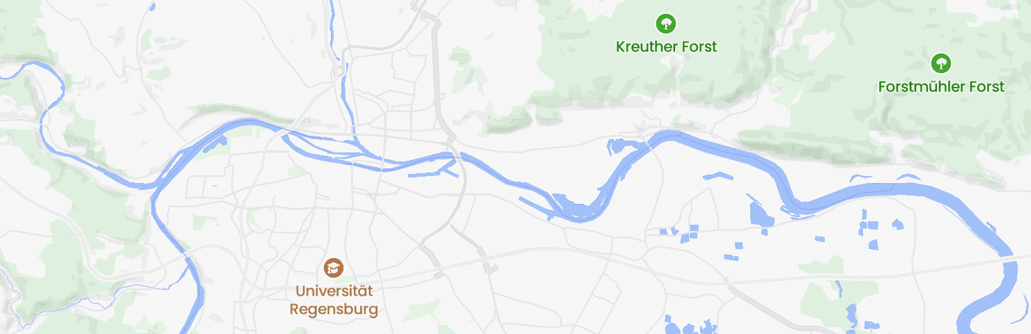 Karte von Regensburg mit dem Bezirk Schwabelweis