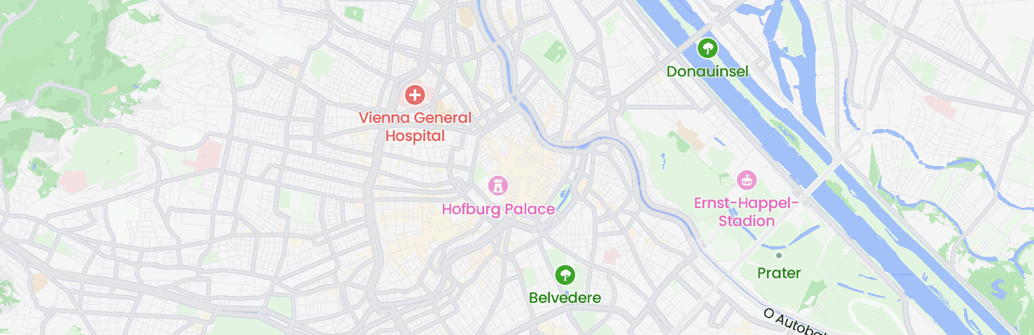 Karte von Wien mit dem Bezirk Innere Stadt