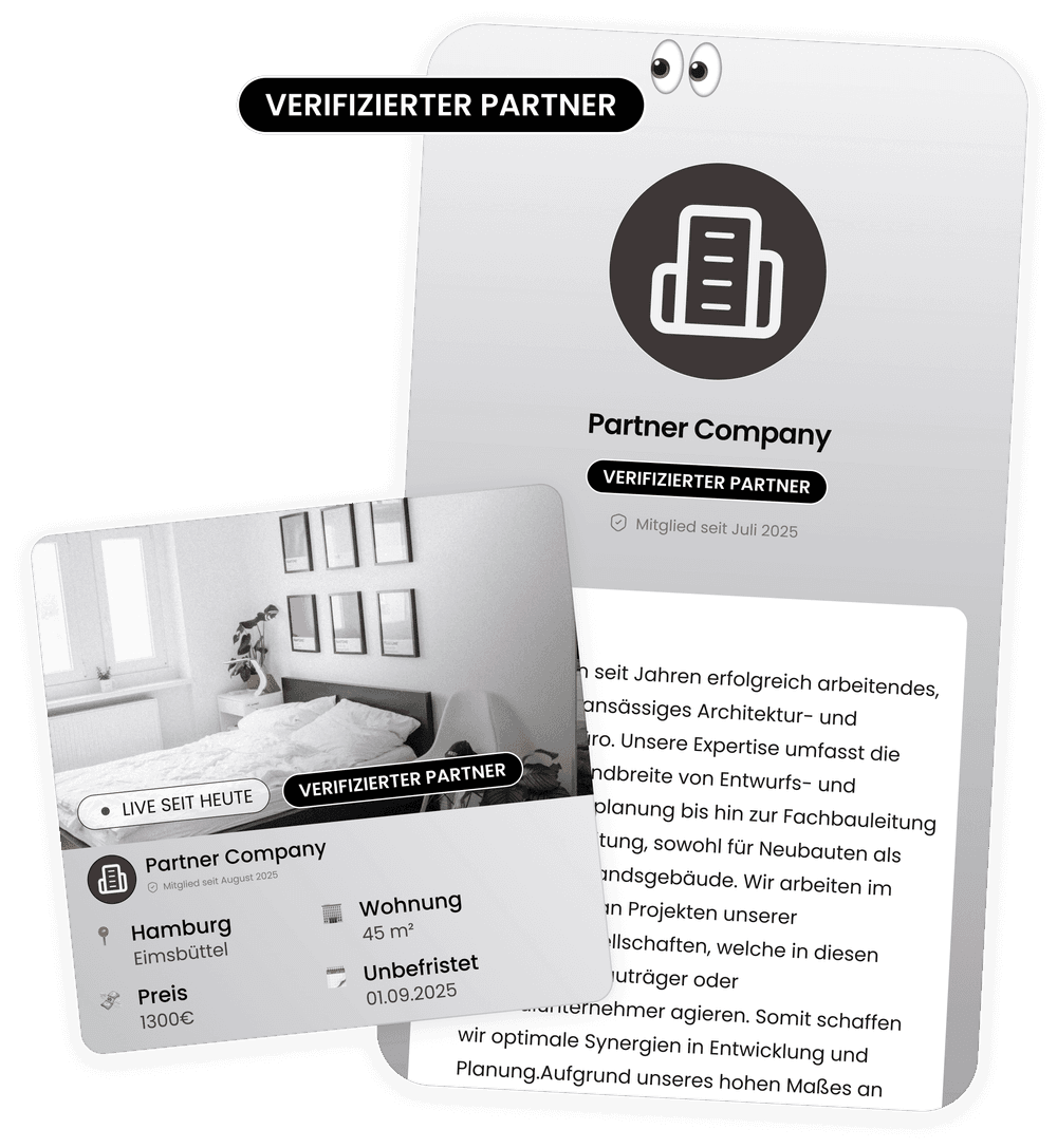 Silberne Partner-Listings mit dem Badge "Verifizierter Partner" und dem dazugehörigen Unternehmensprofil